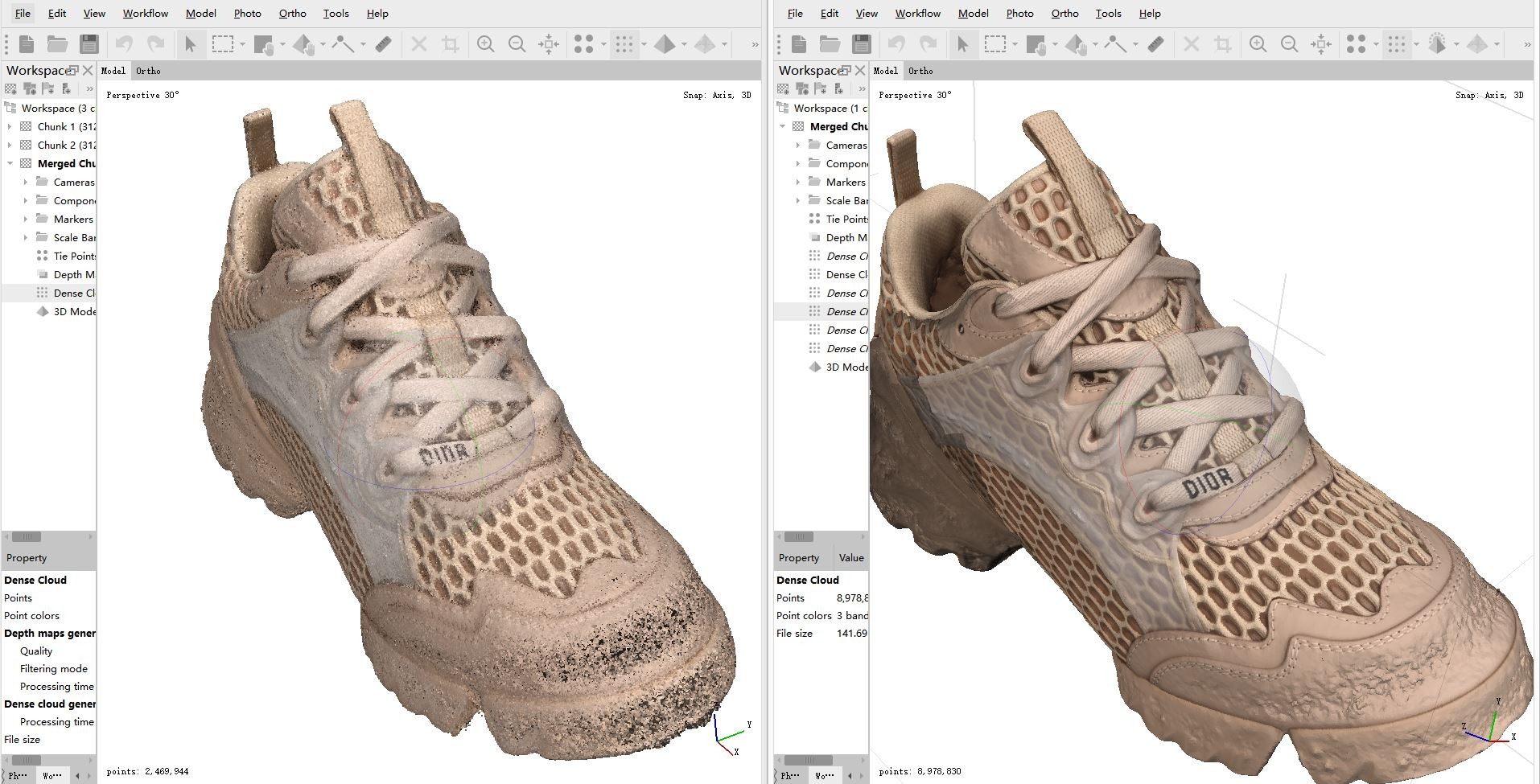 3d scanned point cloud of shoes
