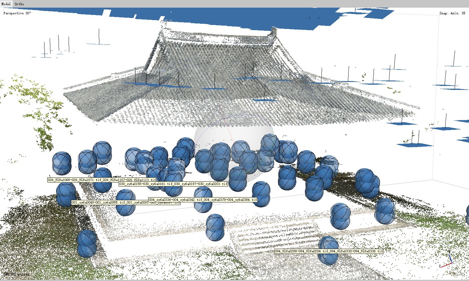Camera positions used in Agisoft Metashape