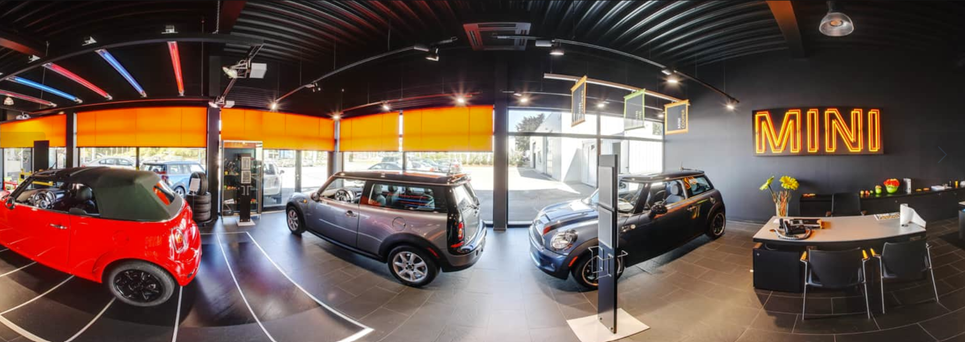 panorama of car dealer house bmw